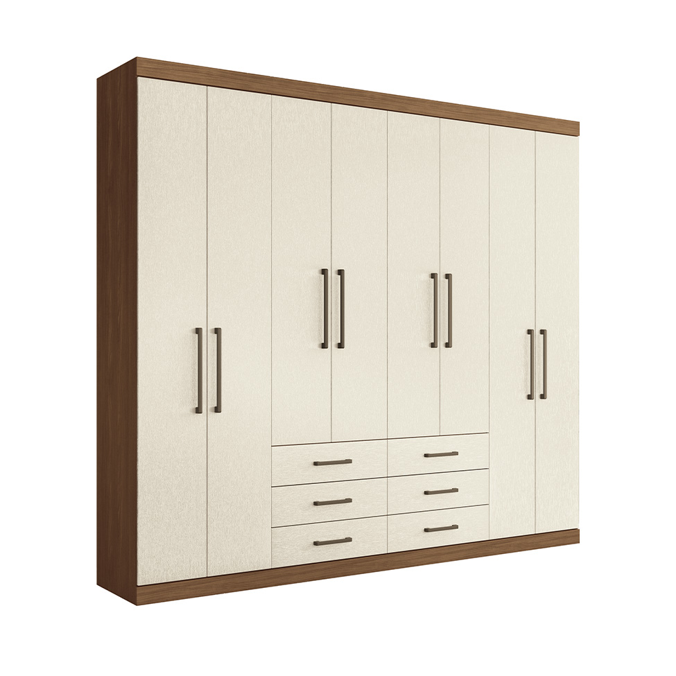 Guarda-Roupa Casal Master 8 Portas 6 Gavetas Jatobá e Areia