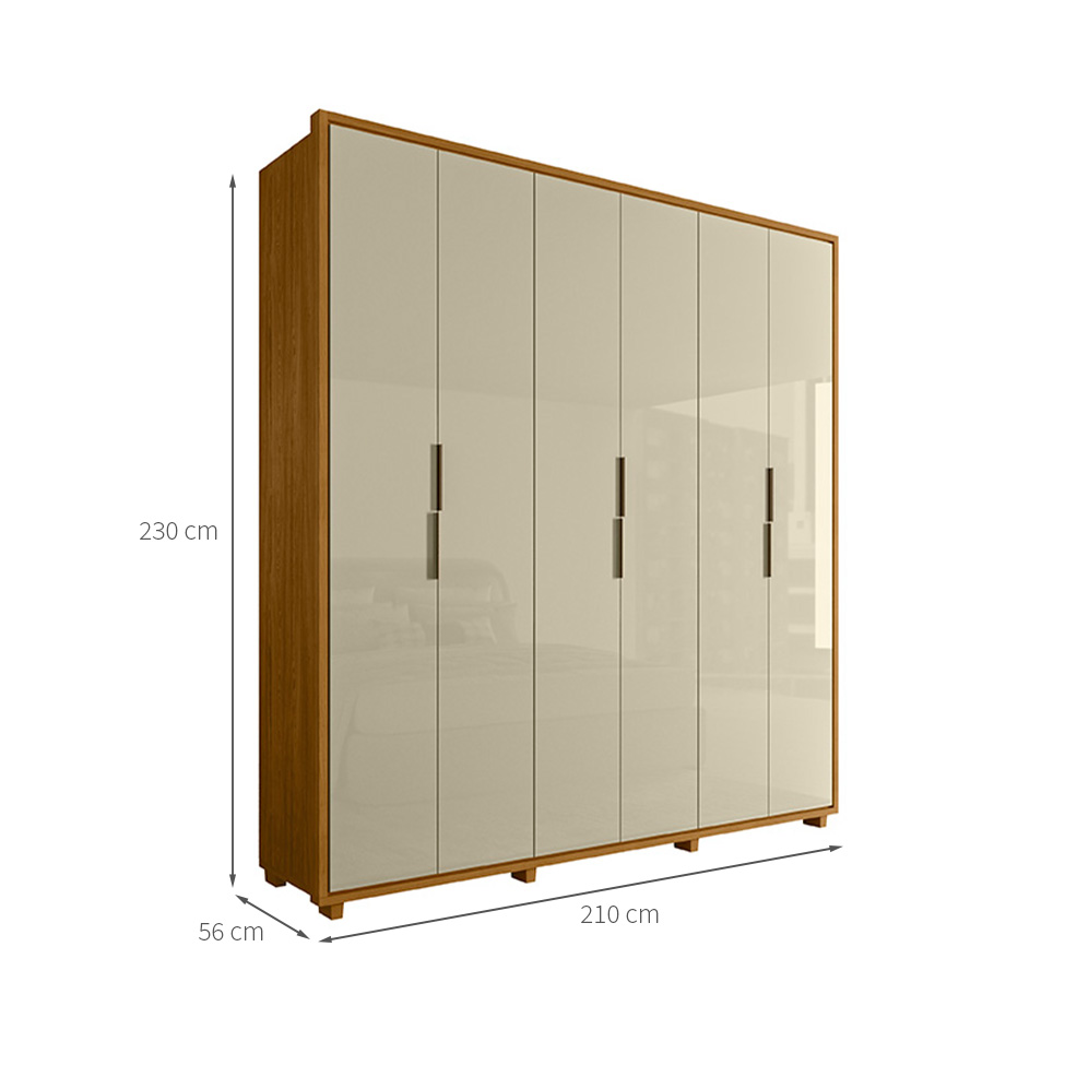 Guarda-Roupa Casal Matisse 6 Portas 4 Gavetas Cumaru e Opala