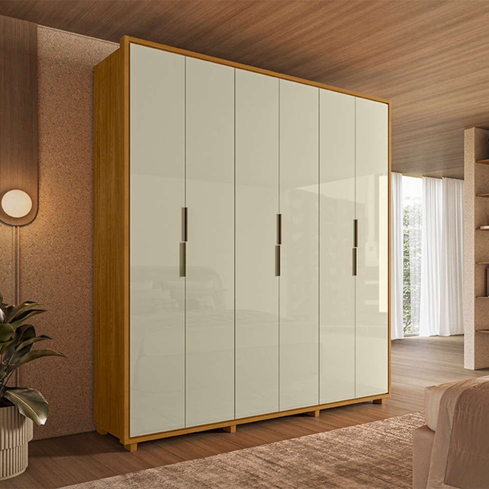Guarda-Roupa Casal Matisse 6 Portas 4 Gavetas Cumaru e Opala