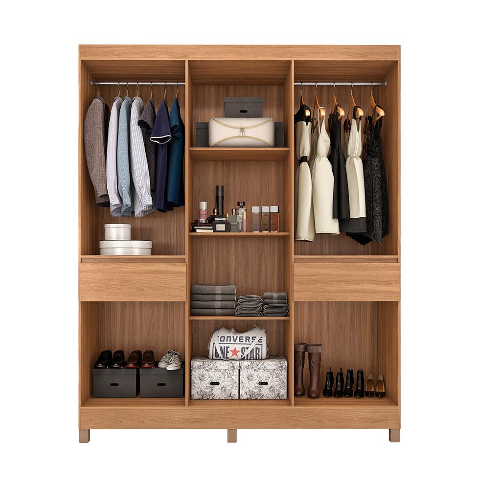 Guarda-Roupa Casal Mauá 6 Portas 2 Gavetas Amêndola e Off  White