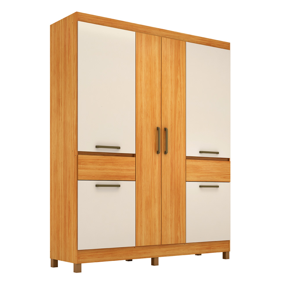 Guarda-Roupa Casal Mauá 6 Portas 2 Gavetas Cinamon e Off White
