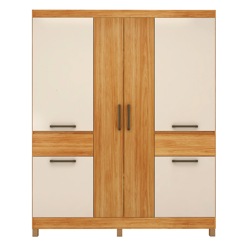 Guarda-Roupa Casal Mauá 6 Portas 2 Gavetas Cinamon e Off White