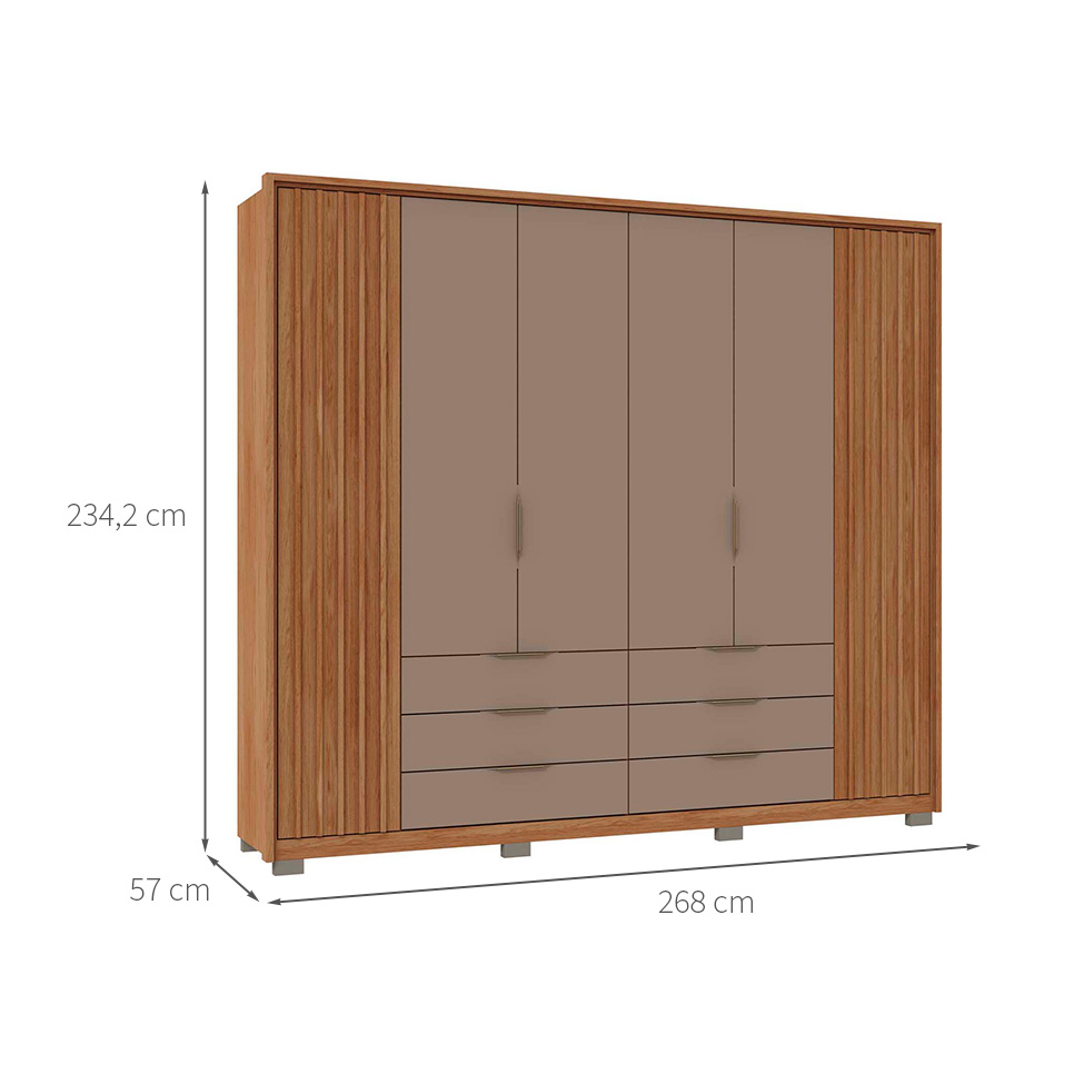 Guarda-Roupa Casal Maximus 6 Portas 6 Gavetas Buriti e Fendi