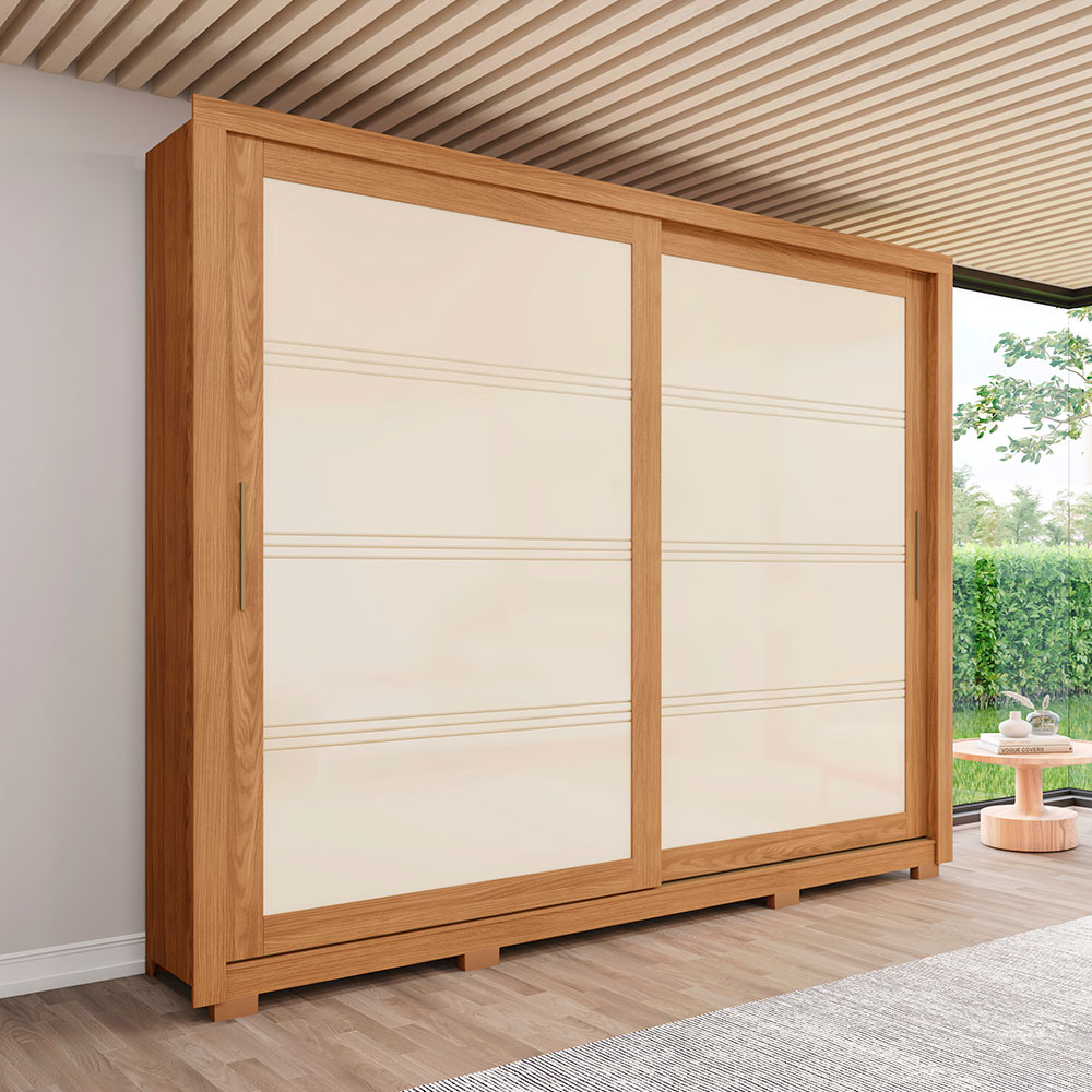 Guarda-Roupa Casal Medelín 2 Portas 4 Gavetas Nature e Off White
