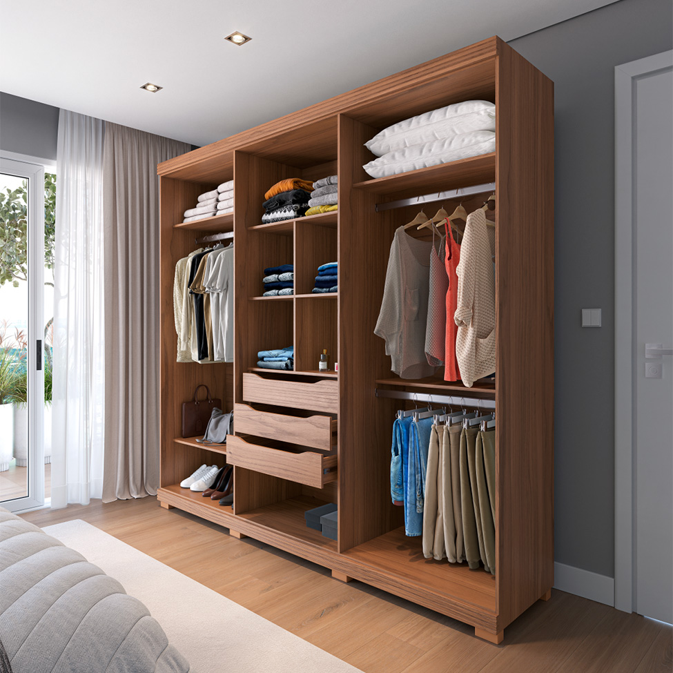 Guarda-Roupa Casal Memphis 6 Portas 3 Gavetas Canela