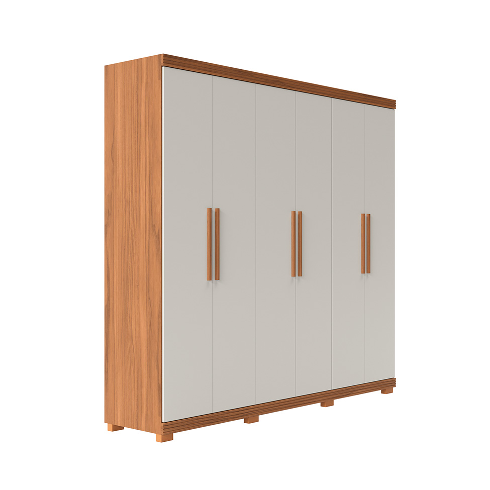 Guarda-Roupa Casal Memphis 6 Portas 3 Gavetas Off White e Canela