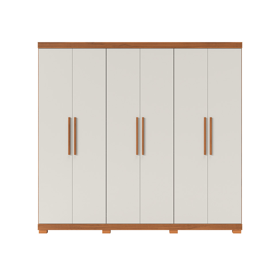 Guarda-Roupa Casal Memphis 6 Portas 3 Gavetas Off White e Canela