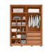 Guarda-Roupa Casal Microrripado Lior 4 Portas 3 Gavetas Off White e Freijó
