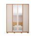 Guarda-Roupa Casal Microrripado com Espelho Lior 4 Portas 3 Gavetas Off White e Freijó