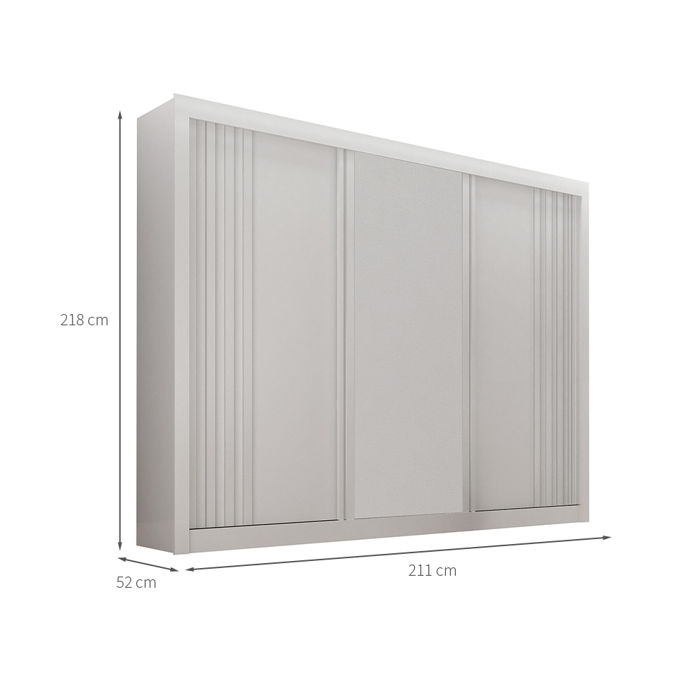 Guarda-Roupa Casal Milano 3 Portas 4 Gavetas Branco