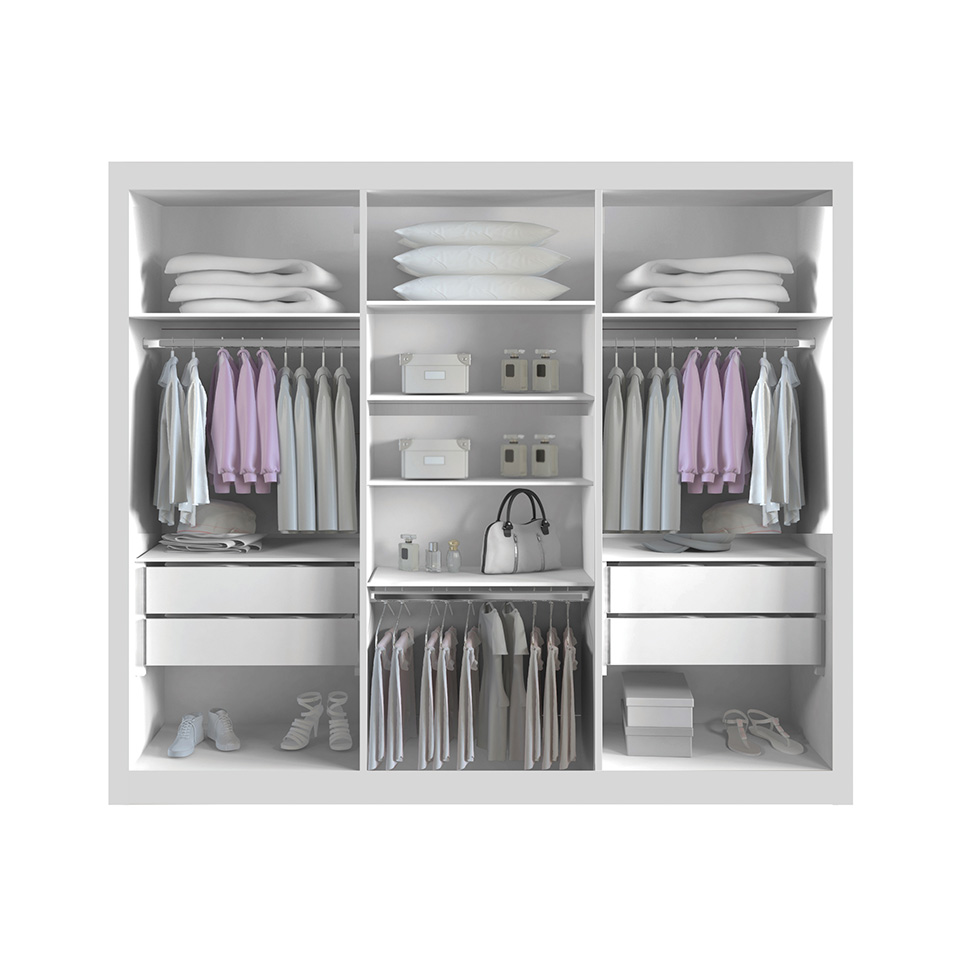 Guarda-Roupa Casal Milano 3 Portas 4 Gavetas Branco