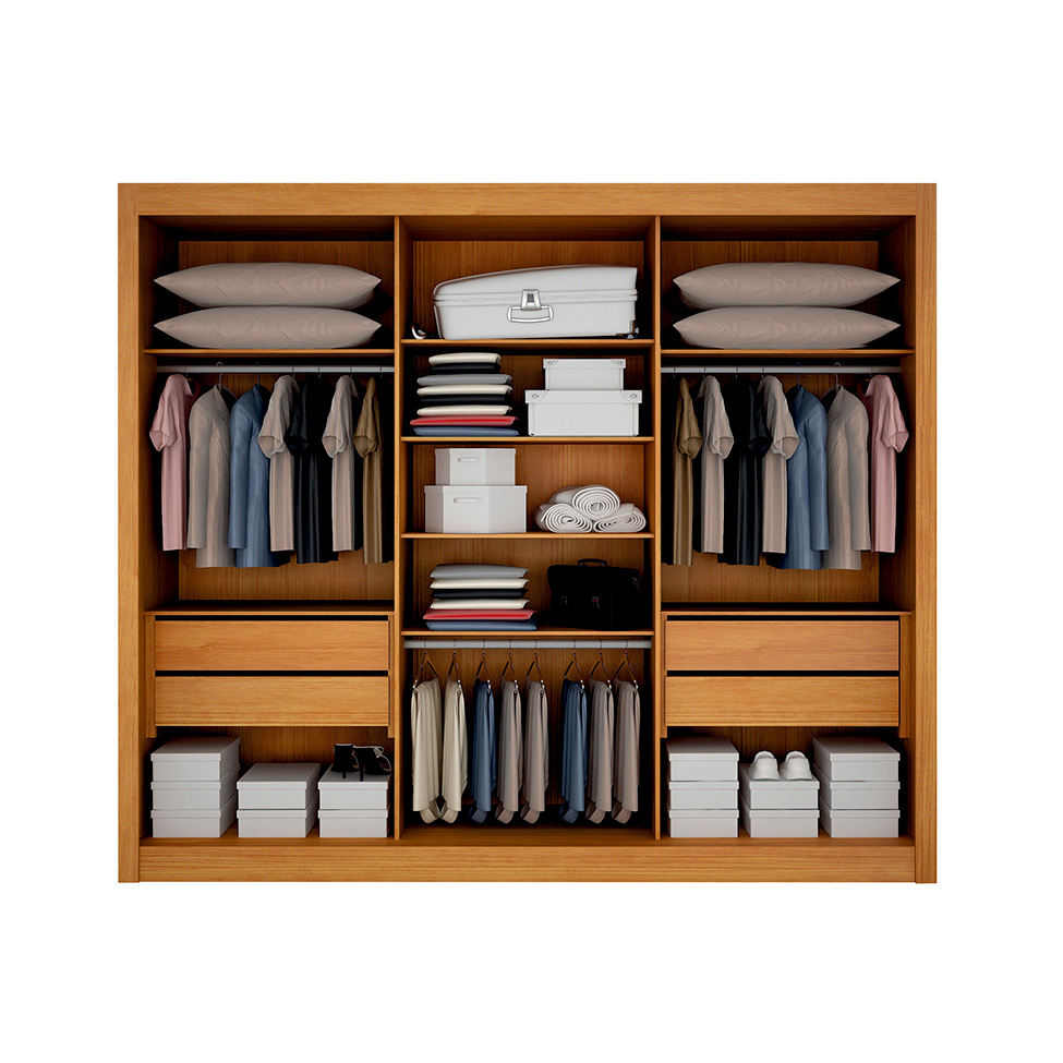 Guarda-Roupa Casal Milano 3 Portas 4 Gavetas Cinamomo
