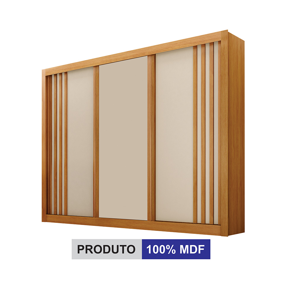 Guarda-Roupa Casal Milano 3 Portas 4 Gavetas Cinamomo e Off White