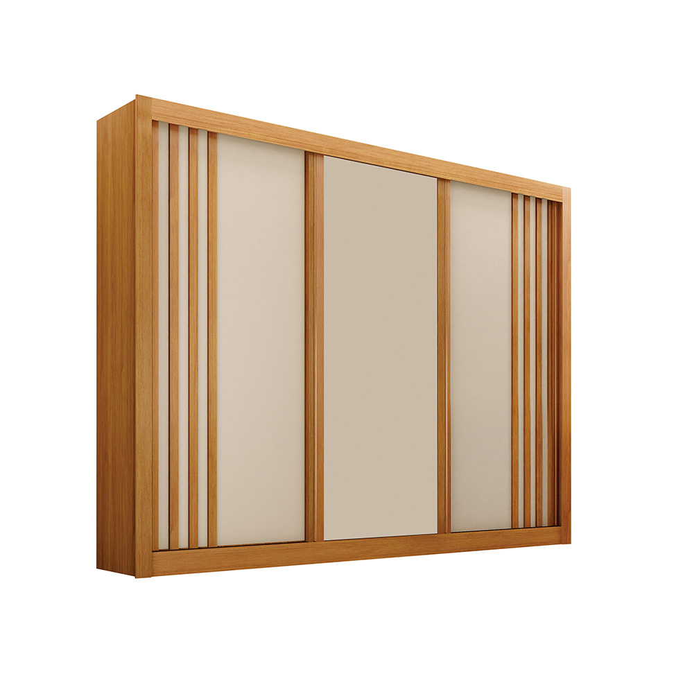 Guarda-Roupa Casal Milano 3 Portas 4 Gavetas Cinamomo e Off White
