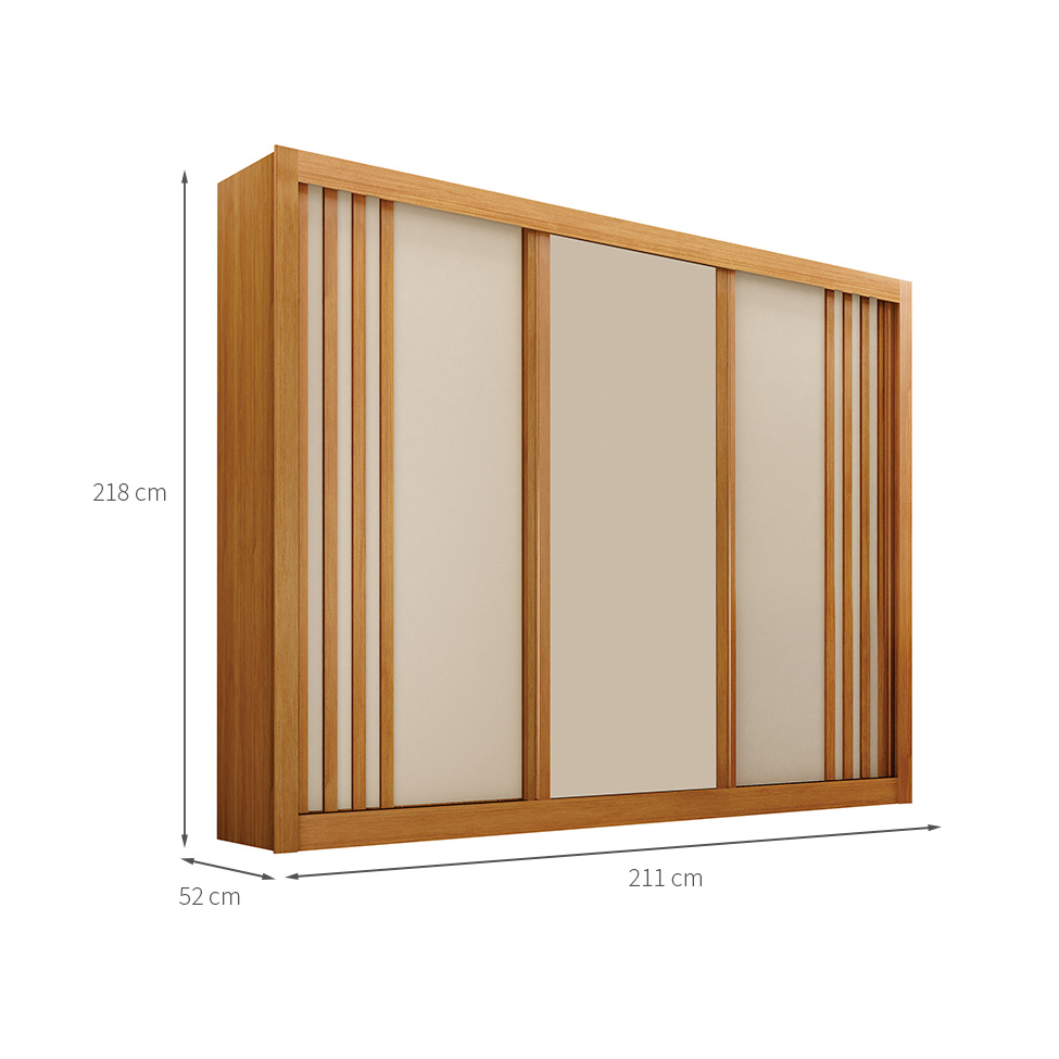 Guarda-Roupa Casal Milano 3 Portas 4 Gavetas Cinamomo e Off White