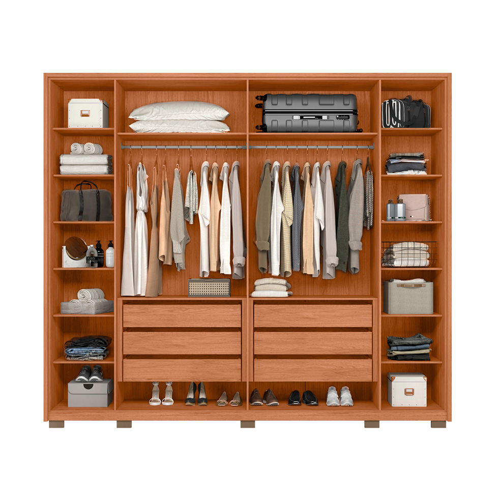 Guarda-Roupa Casal Milanus 6 Portas 6 Gavetas Freijó e Off White