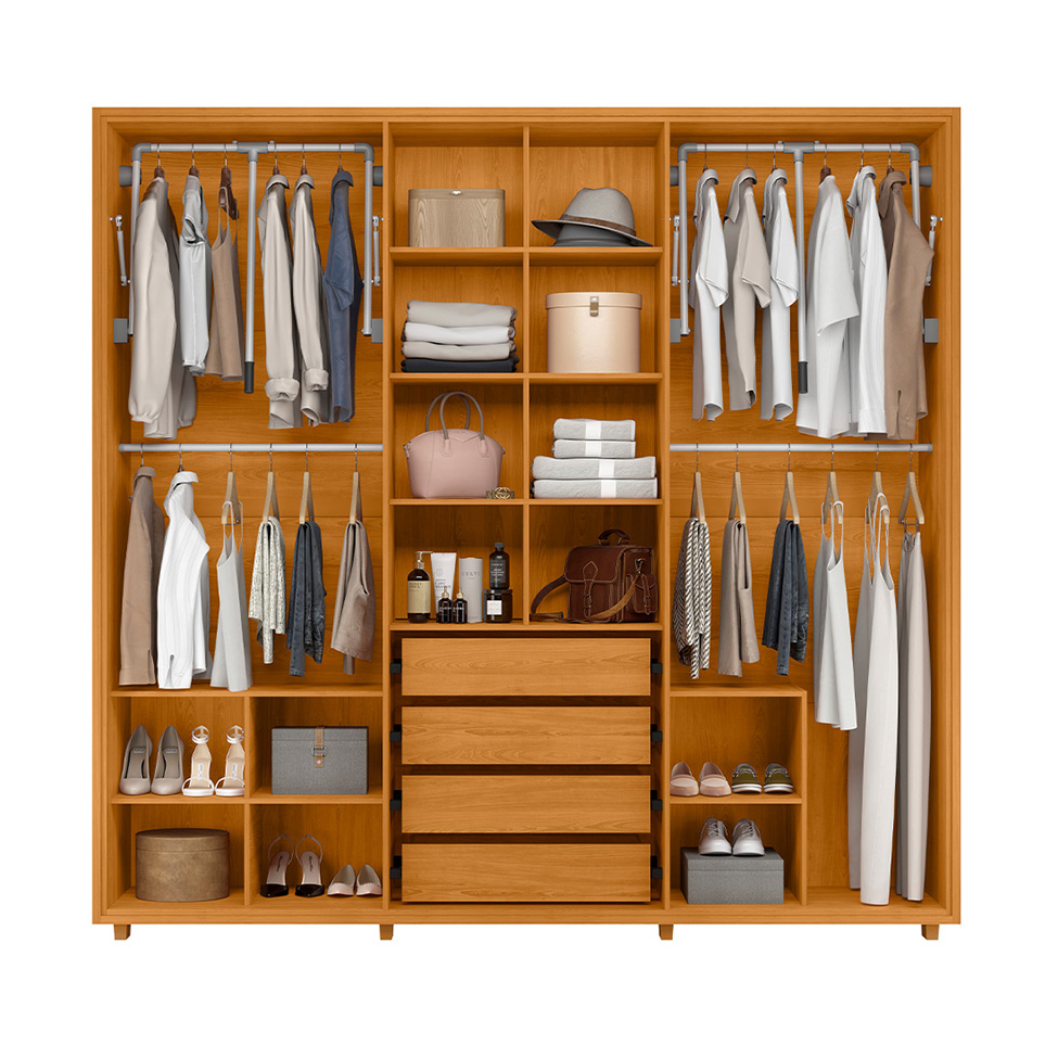 Guarda-Roupa Casal Miro 6 Portas 4 Gavetas Cinamomo e Off White