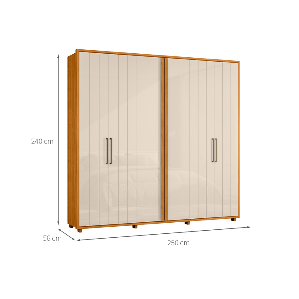 Guarda-Roupa Casal Miro 6 Portas 4 Gavetas Cinamomo e Off White