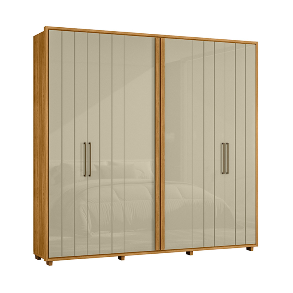 Guarda-Roupa Casal Miro 6 Portas 4 Gavetas Cumaru e Opala