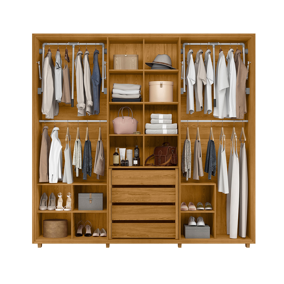 Guarda-Roupa Casal Miro 6 Portas 4 Gavetas Cumaru e Opala