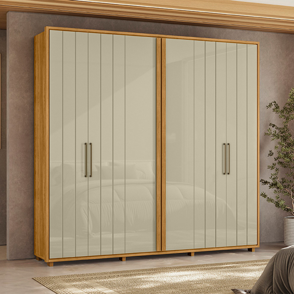 Guarda-Roupa Casal Miro 6 Portas 4 Gavetas Cumaru e Opala