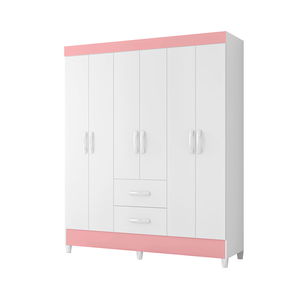 Guarda-Roupa Casal Mobi 6 Portas 2 Gavetas Branco