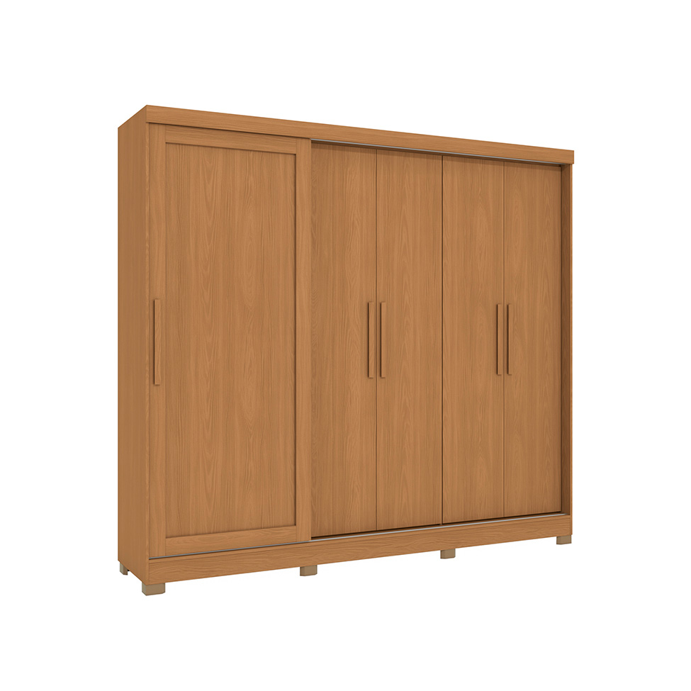 Guarda-Roupa Casal Molina com Pés 5 Portas 4 Gavetas Canela