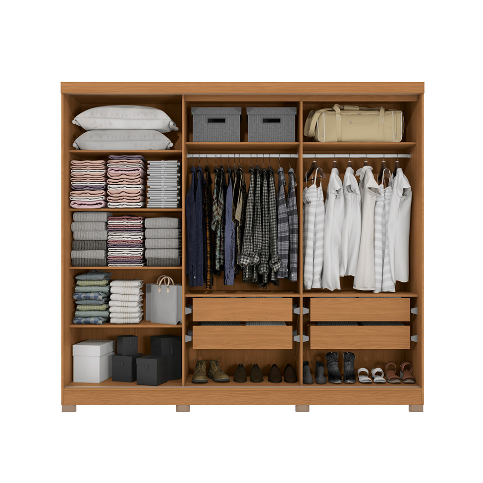 Guarda-Roupa Casal Molina com Pés 5 Portas 4 Gavetas Canela