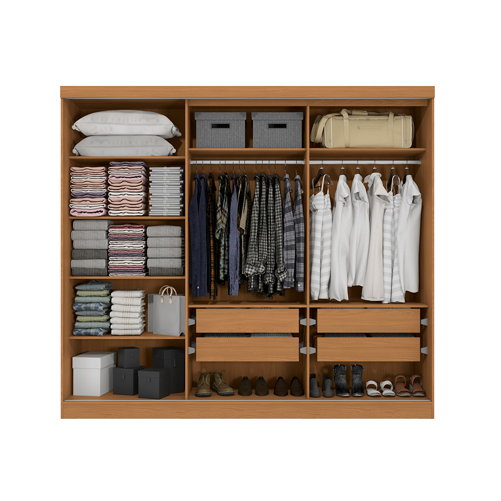 Guarda-Roupa Casal Molina sem Pés 5 Portas 4 Gavetas Canela