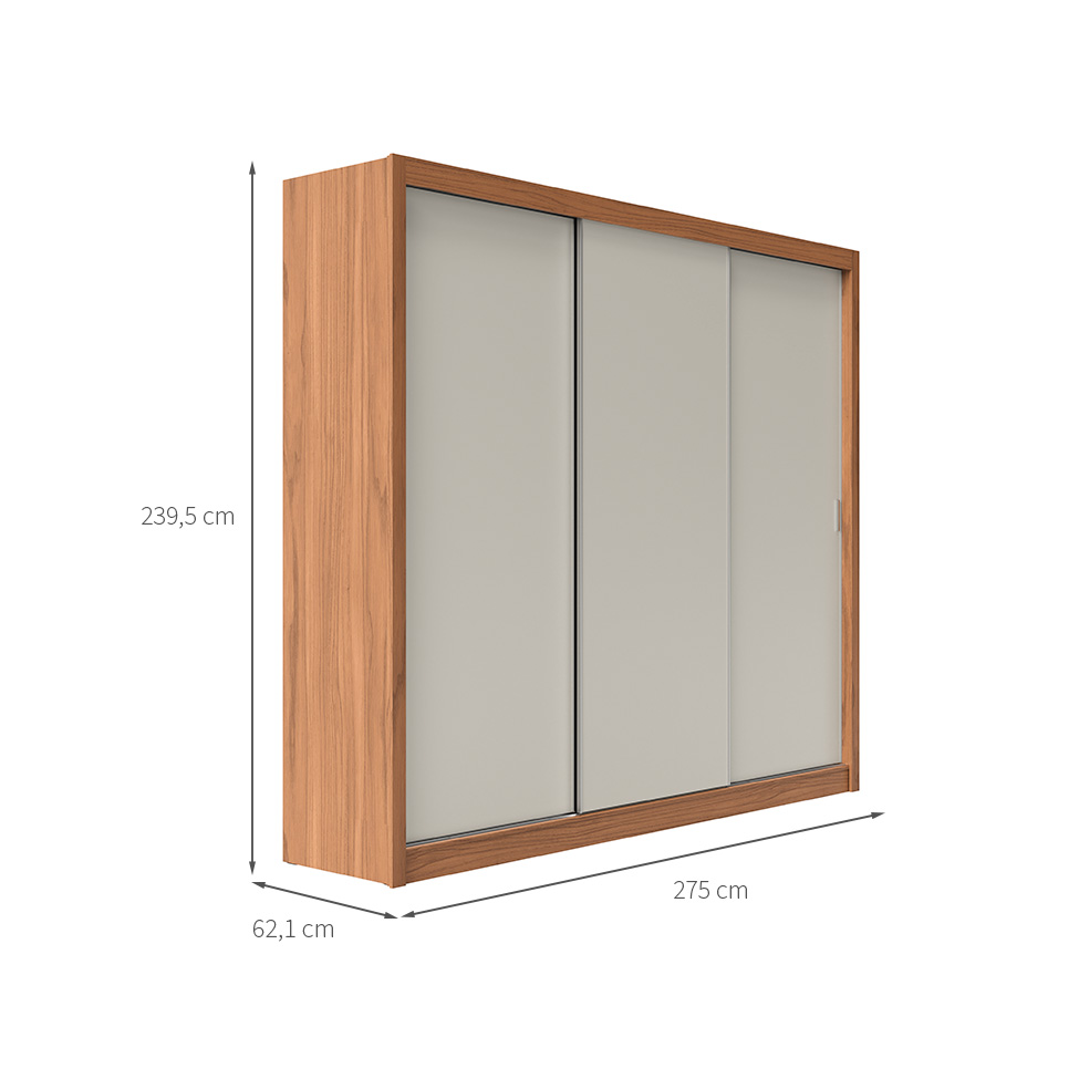 Guarda-Roupa Casal Montclair Flex 3 Portas 6 Gavetas Off White e Canela