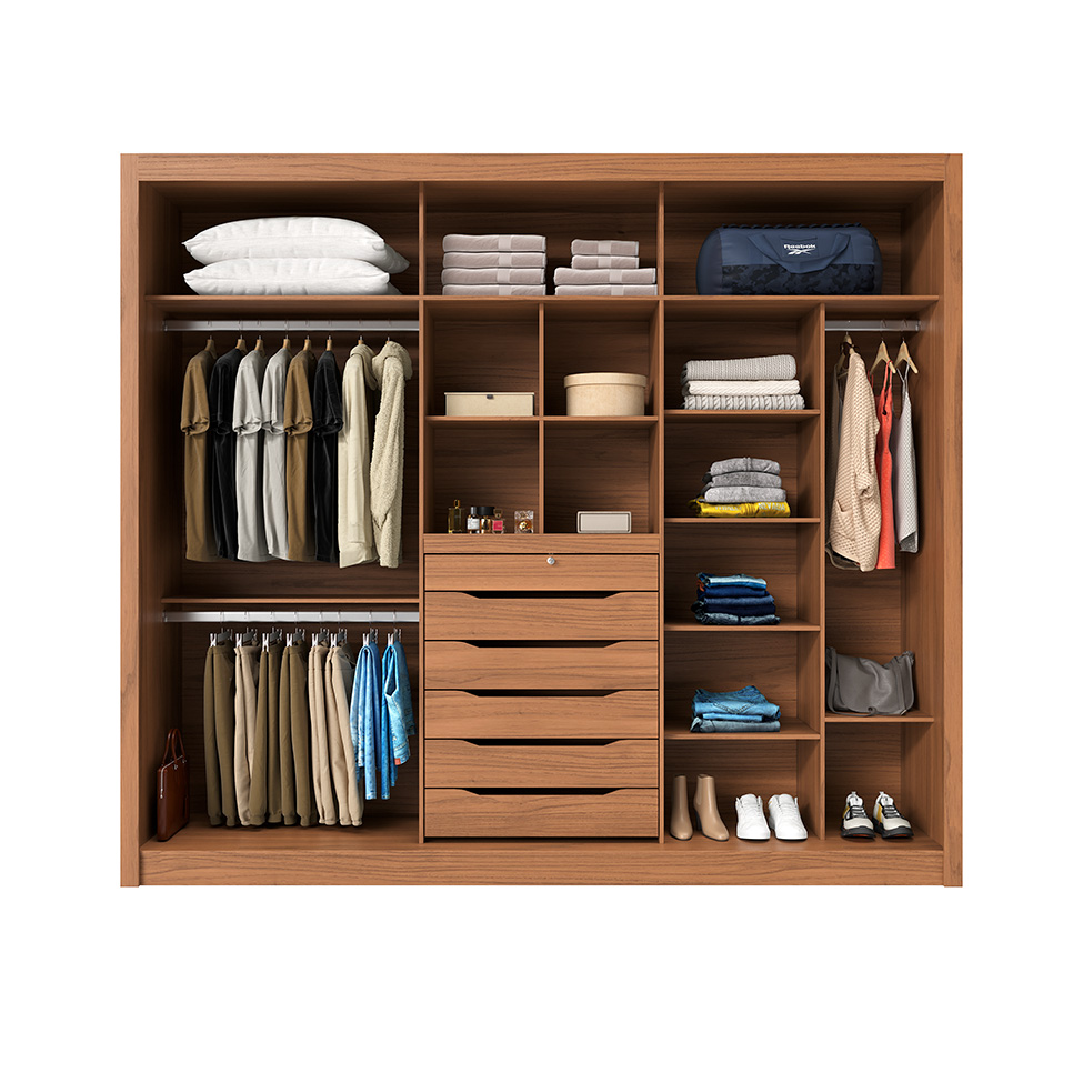 Guarda-Roupa Casal Montclair Flex 3 Portas 6 Gavetas Off White e Canela