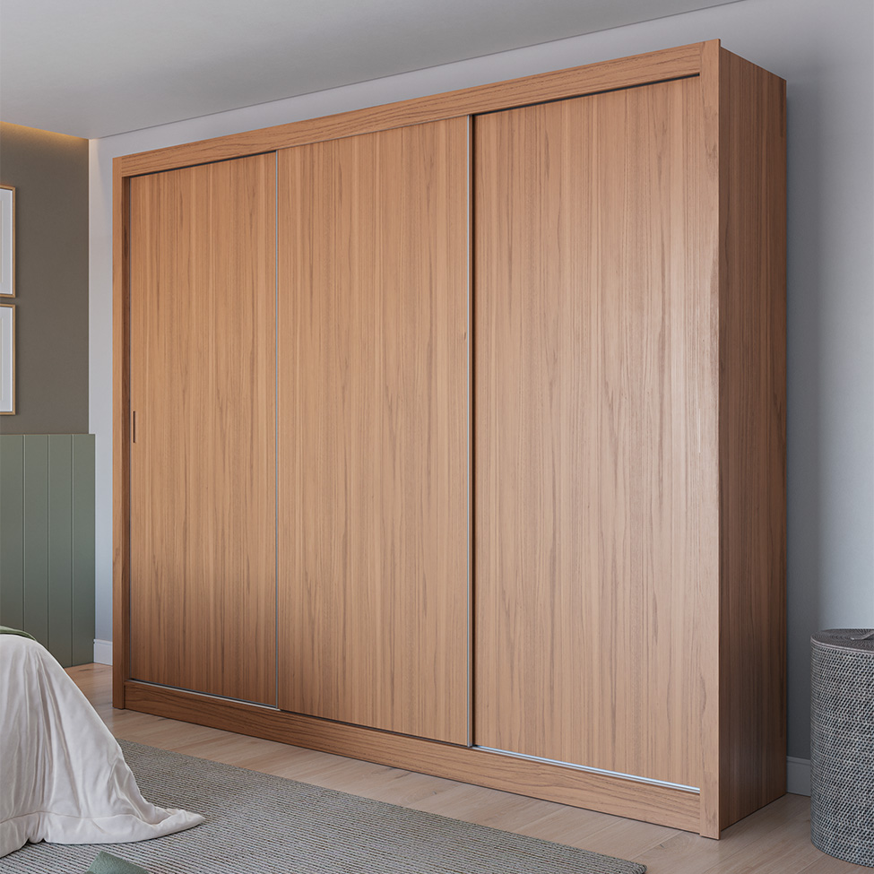 Guarda-Roupa Casal Montclair Flex 3 Portas 6 Gavetas Off White e Canela