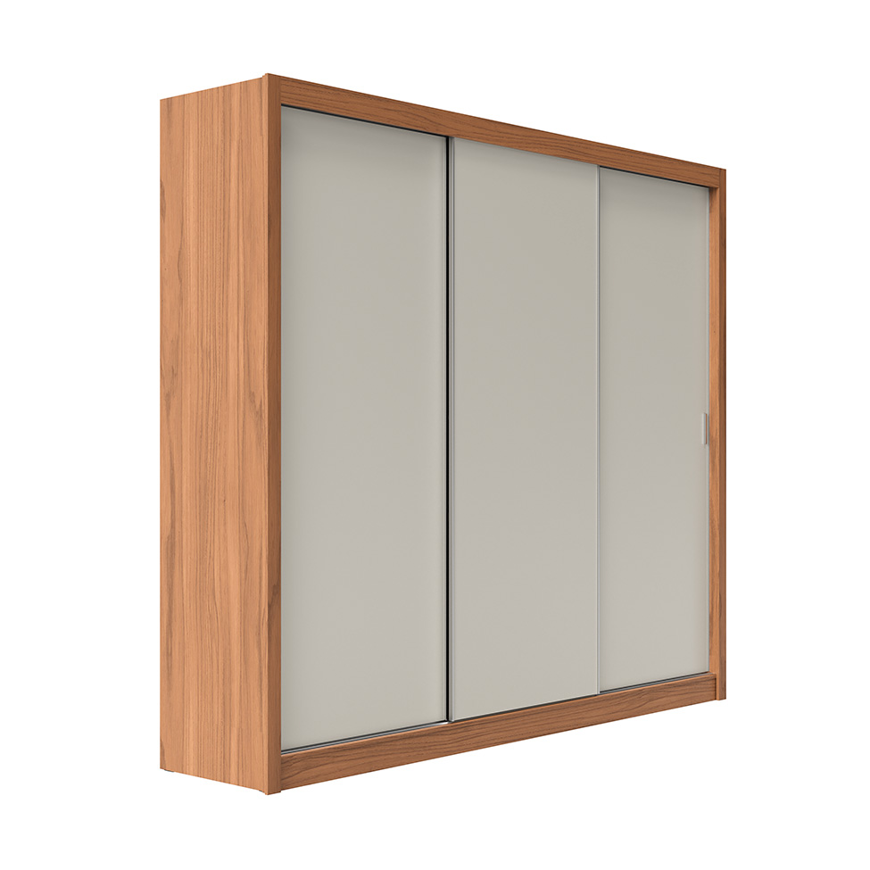 Guarda-Roupa Casal Montclair Flex 3 Portas 8 Gavetas Off White e Canela