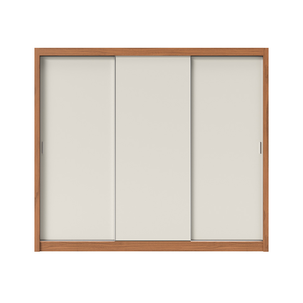Guarda-Roupa Casal Montclair Flex 3 Portas 8 Gavetas Off White e Canela