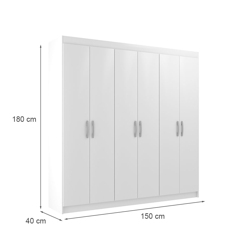 Guarda-Roupa Casal Montreal 6 Portas 2 Gavetas Branco