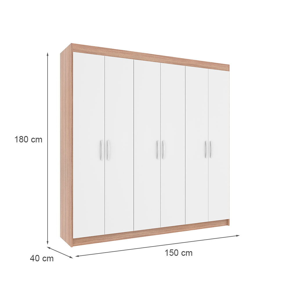 Guarda-Roupa Casal Montreal 6 Portas 2 Gavetas Demolição e Branco