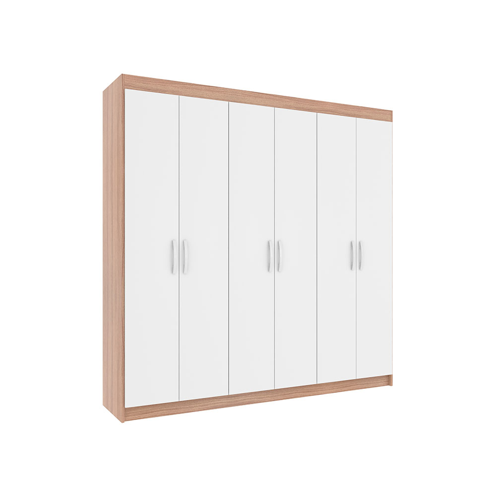 Guarda-Roupa Casal Montreal 6 Portas 2 Gavetas Demolição e Branco