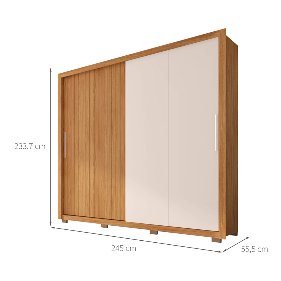 Guarda-Roupa Casal Moviment 2 Portas 4 Gavetas Freijó e Off White