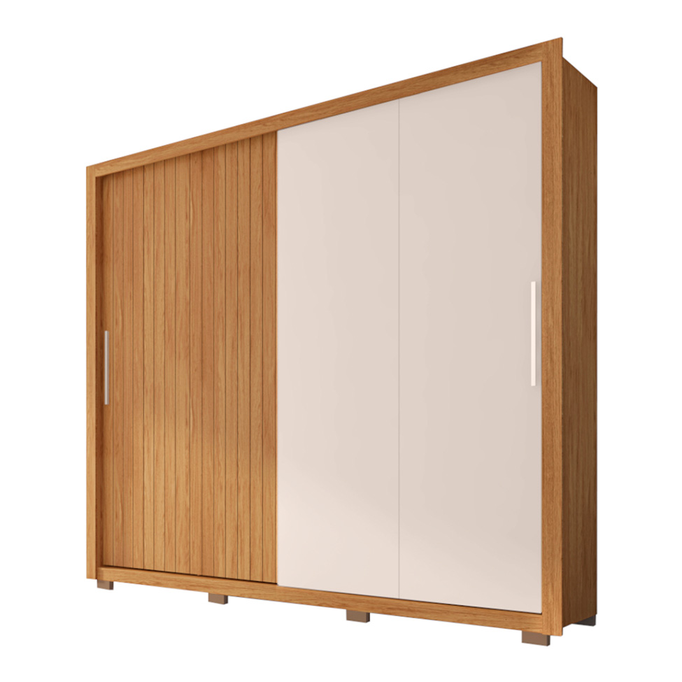 Guarda-Roupa Casal Moviment 2 Portas 4 Gavetas Freijó e Off White