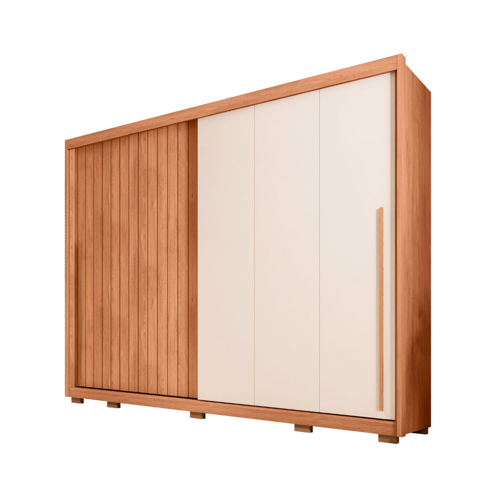 Guarda-Roupa Casal Moviment Ripado Flex 2 Portas 6 Gavetas Freijó e Off White