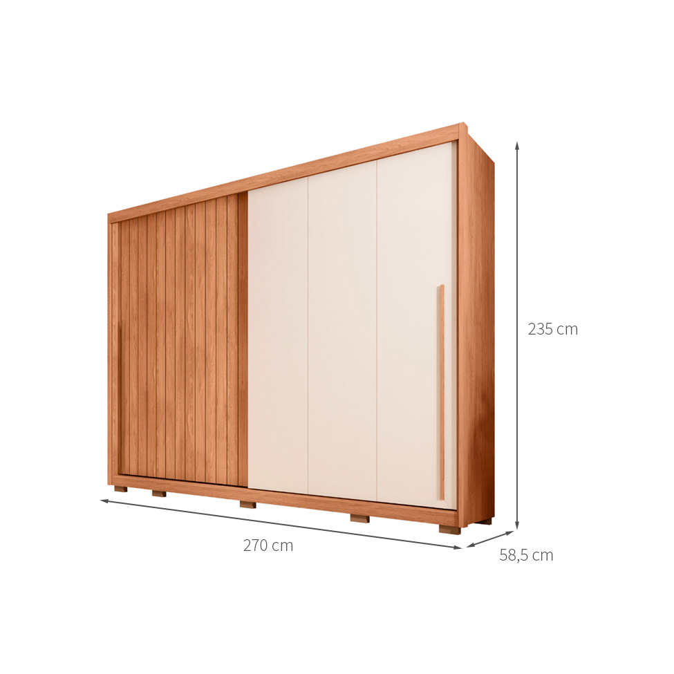 Guarda-Roupa Casal Moviment Ripado Flex 2 Portas 6 Gavetas Freijó e Off White
