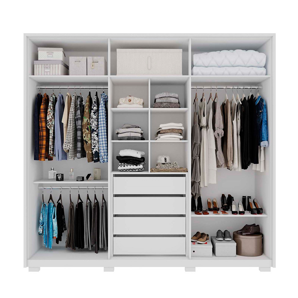 Guarda-Roupa Casal Mozart 6 Portas 4 Gavetas Branco