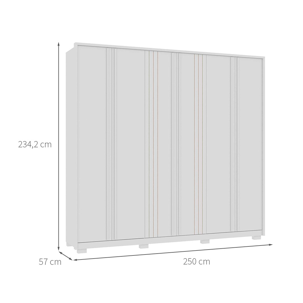Guarda-Roupa Casal Mozart 6 Portas 4 Gavetas Branco