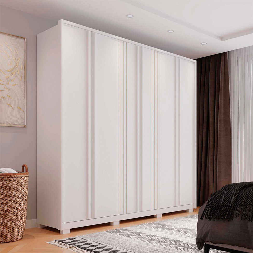 Guarda-Roupa Casal Mozart 6 Portas 4 Gavetas Branco