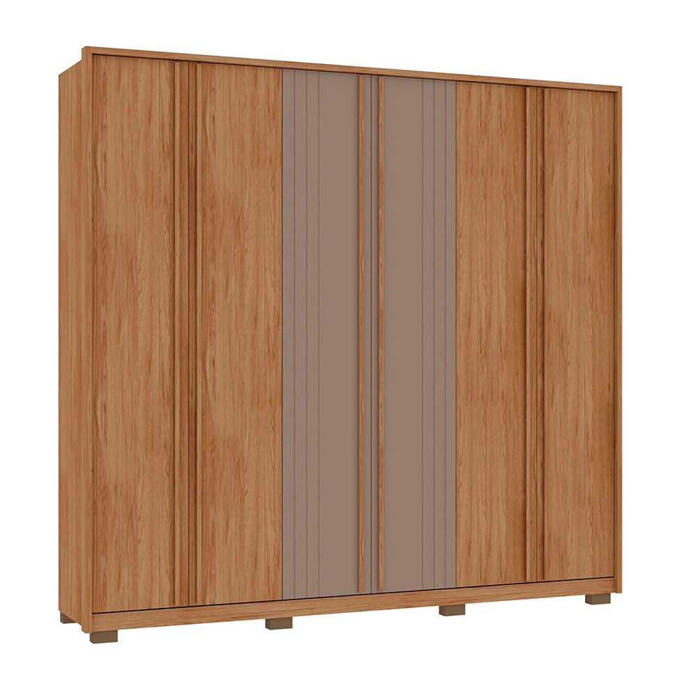 Guarda-Roupa Casal Mozart 6 Portas 4 Gavetas Buriti e Fendi
