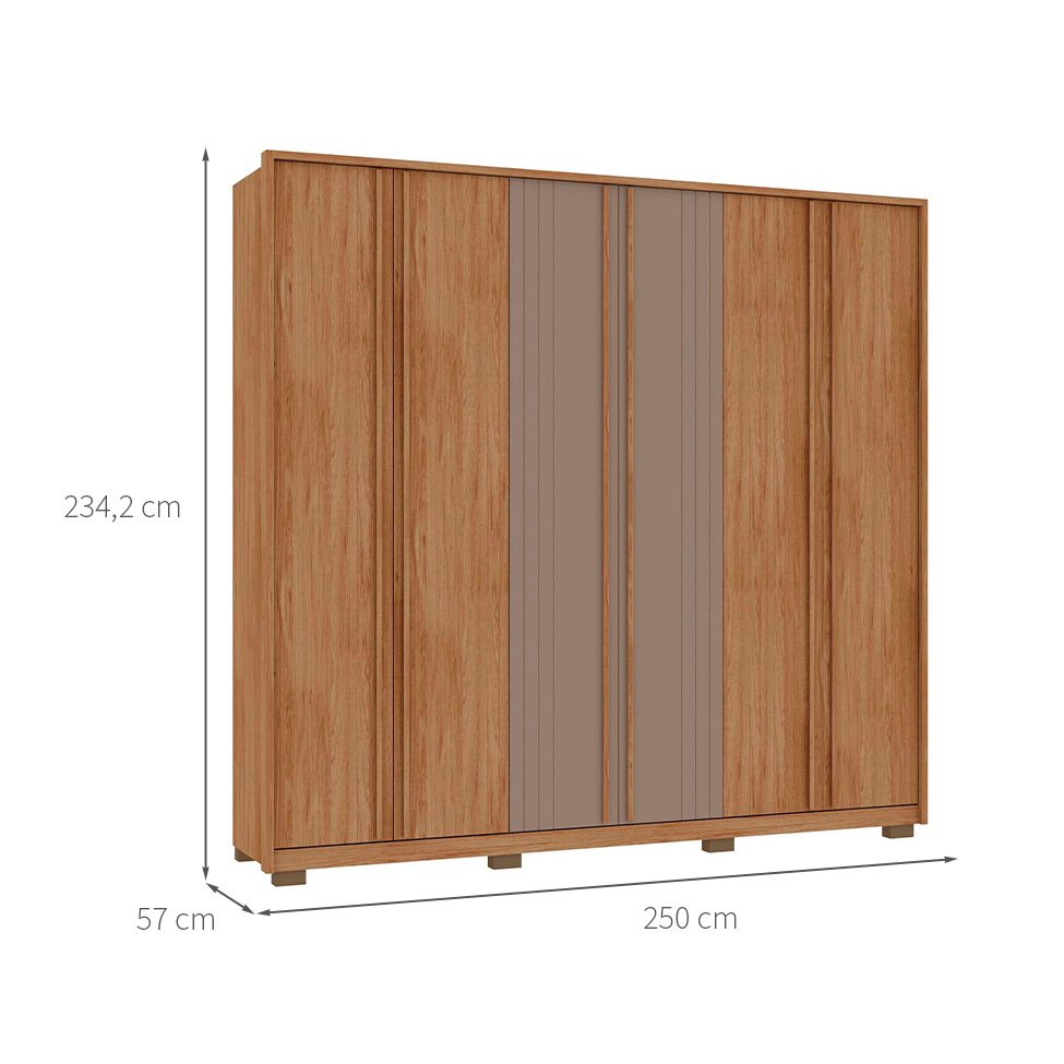 Guarda-Roupa Casal Mozart 6 Portas 4 Gavetas Buriti e Fendi
