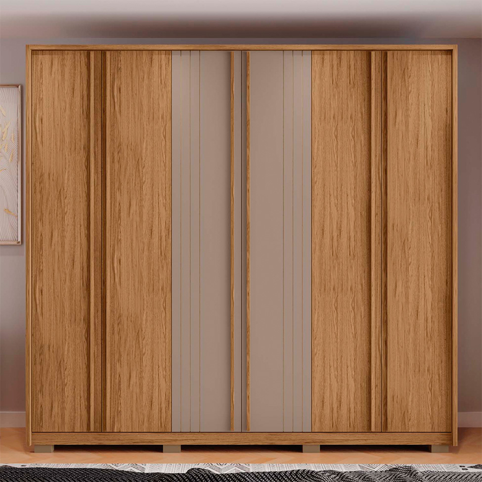 Guarda-Roupa Casal Mozart 6 Portas 4 Gavetas Buriti e Fendi