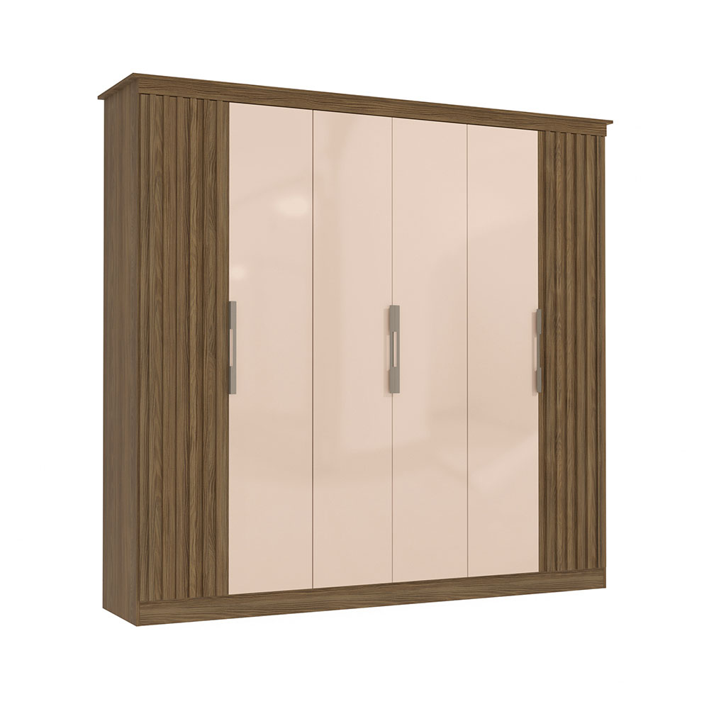Guarda-Roupa Casal Naty 6 Portas 3 Gavetas Nogueira e Macadâmia