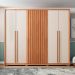 Guarda-Roupa Casal New Comodus Ripado 6 Portas 4 Gavetas Freijó e Off White