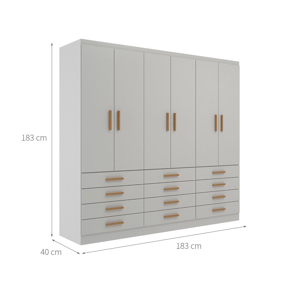 Guarda-Roupa Casal New Monaco 6 Portas 12 Gavetas Branco